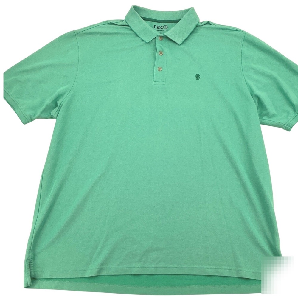 IZOD Polo Shirt Mens 2XLT Green‎ Cotton Blend Pique Short Sleeve Preppy Golf